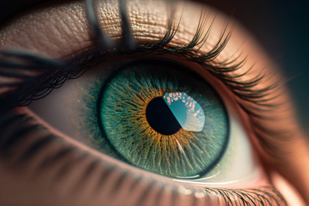 Macro shot of womans beautiful eye, people, body partsの素材