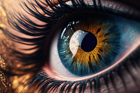 Macro shot of womans beautiful eye, people, body partsの素材