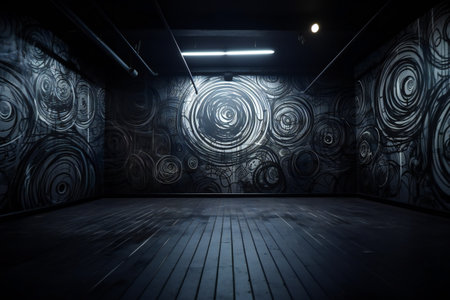 Dark metal room background street, arts & architecture, indoorの素材