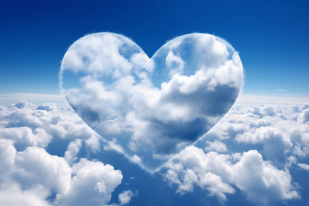 Heart made of white clouds, creative digital illustration, abstract, loveの素材