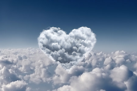 Heart made of white clouds, digital illustration painting, abstract, loveの素材