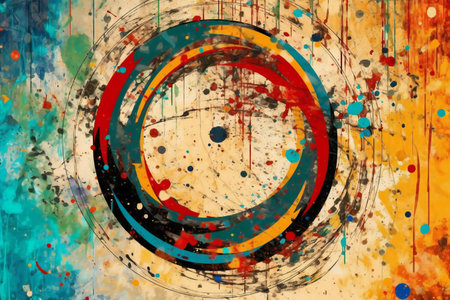 Illustration of a circle  expressionist art, abstract, colorsの素材