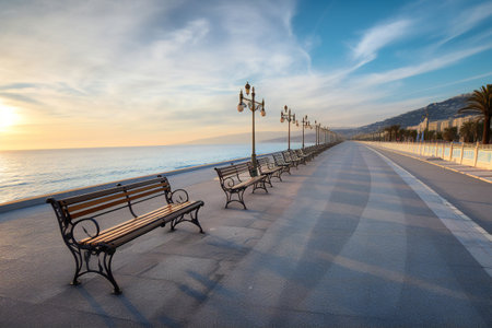 Seaside promenade, landscape background, travel, destination scenicsの素材