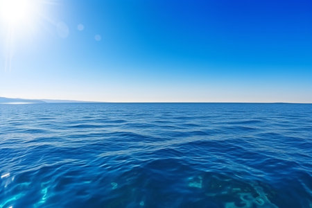 Blue ocean panorama with sun reflection the vast, nature, sea & oceanの素材