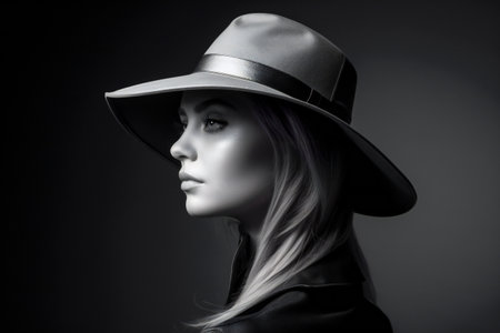 Digital painting portrait of beautiful girl with hat, people, portraitsの素材