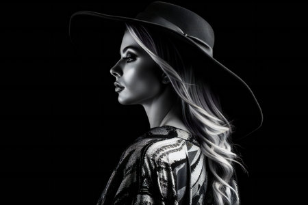 Digital painting portrait of beautiful girl with hat, people, portraitsの素材