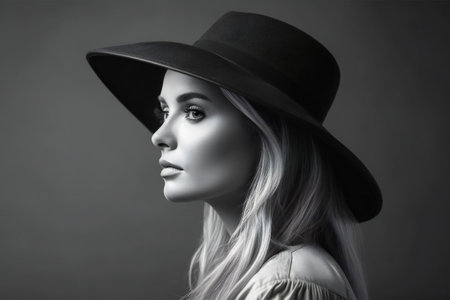 Digital painting portrait of beautiful girl with hat, people, portraitsの素材