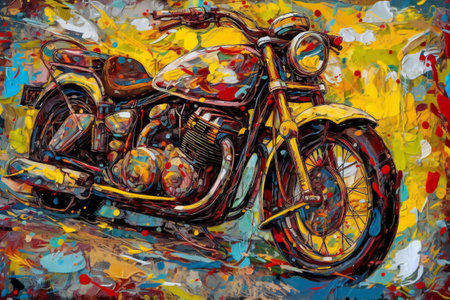 Expressionist art style motorcycle, hand drawn & artisticの素材