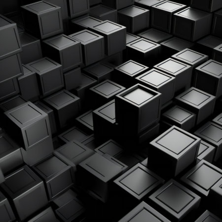 Black cubes  geometric background, abstract, uniqueの素材