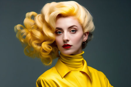 Digital painting girl in yellow shirt, people, cosmetic & makeupの素材