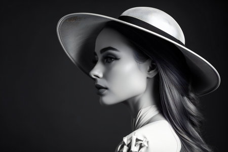 Digital painting portrait of beautiful girl with hat, people, portraitsの素材