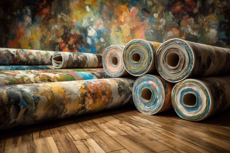 Rolls of wallpaper  expressionist art style, abstract, texturesの素材