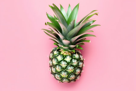 Pineapple on pastel pink background, nature, fruits & vegetablesの素材