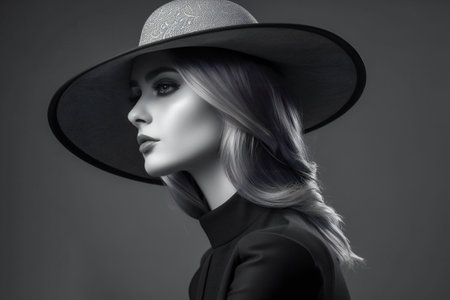 Digital painting portrait of beautiful girl with hat, people, portraitsの素材