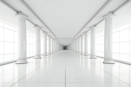 Empty space in white architecture abstract, arts & architecture, indoorの素材