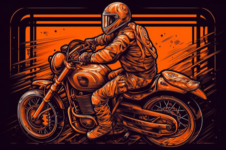 Biker with modern motorcycle dada art style, hand drawn & artisticの素材