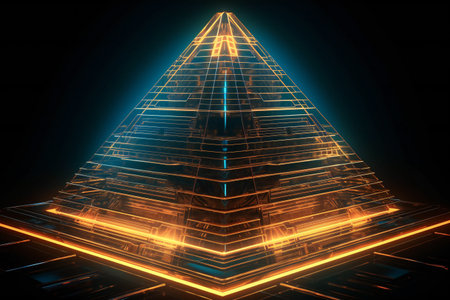 Pyramid consisting of glowing stripes, abstract, backgroundsの素材