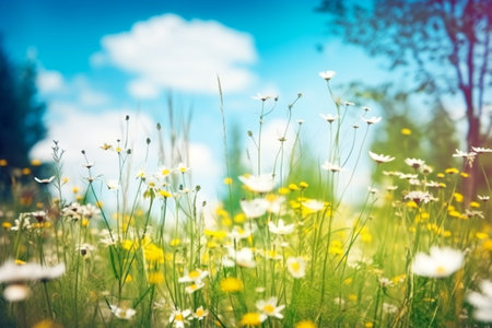 Beautiful blurred spring background nature with bloom, nature, landscapesの素材