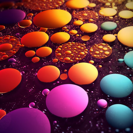 Colorful bubbles background, digital illustration artwork, abstract, colorsの素材