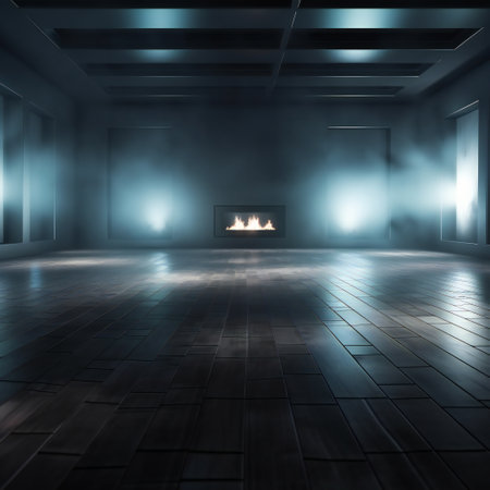 Empty dark background with smoke or fog, arts & architecture, indoorの素材