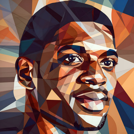 Digital painting portrait of happy man, people, diversityの素材