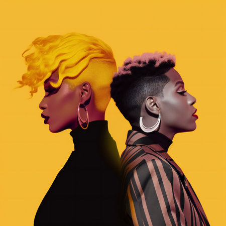 Digital painting illustration of glamorous black model, people, diversityの素材