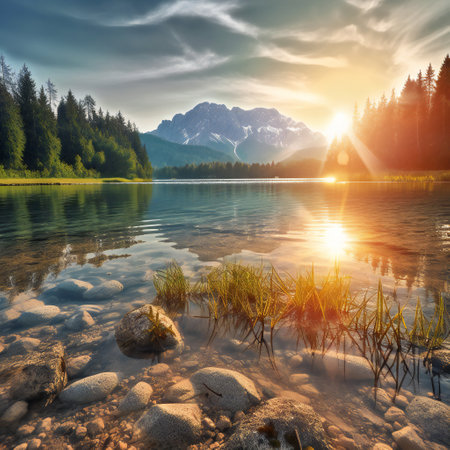 Impressive summer sunrise, scenery background, nature, sea & oceanの素材