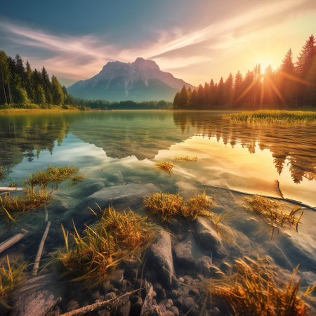 Impressive summer sunrise, scenery background, nature, sea & oceanの素材