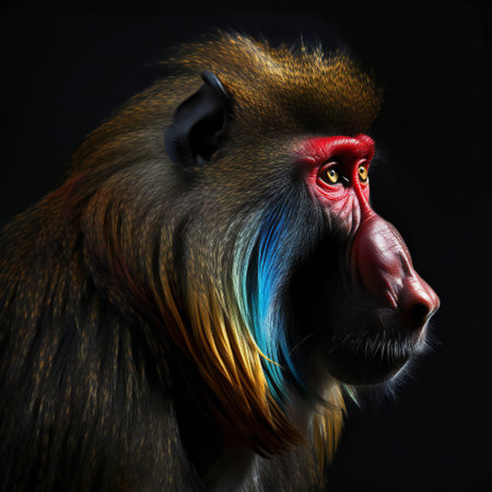 Portrait of colorful curious african mandrill, animals, wildlifeの素材