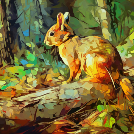 The red squirrel in the forest, hand drawn & artisticの素材
