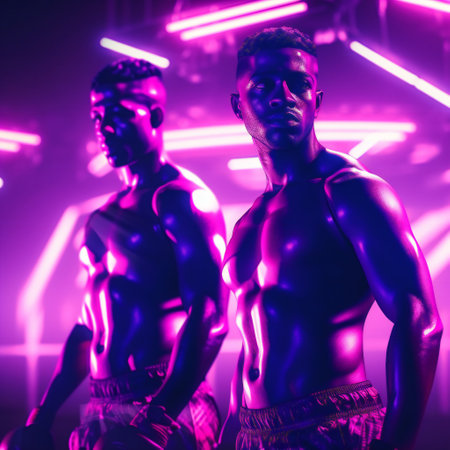 Digital painting unfocused effect portrait of two professional boxers, sportsの素材