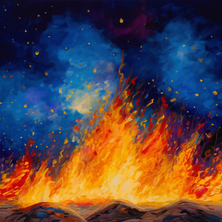 Fire oil painting illustration flames, hand drawn & artisticの素材