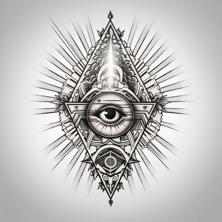 Eye symbol in triangle with light, abstract, religionの素材