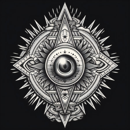 Eye symbol in triangle with light, abstract, religionの素材