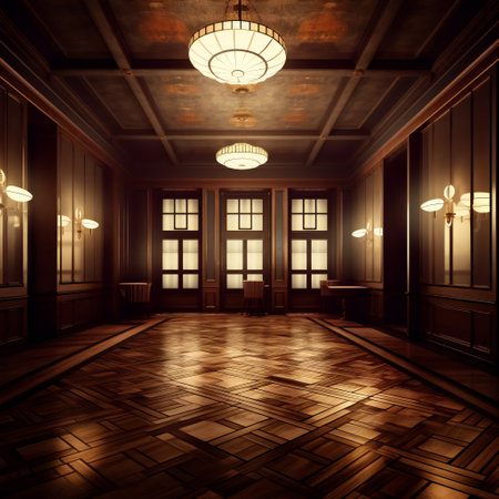 Empty elegant vintage room at night, arts & architecture, modern buildingsの素材