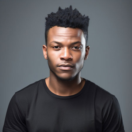 Digital painting portrait of black young man, people, diversityの素材