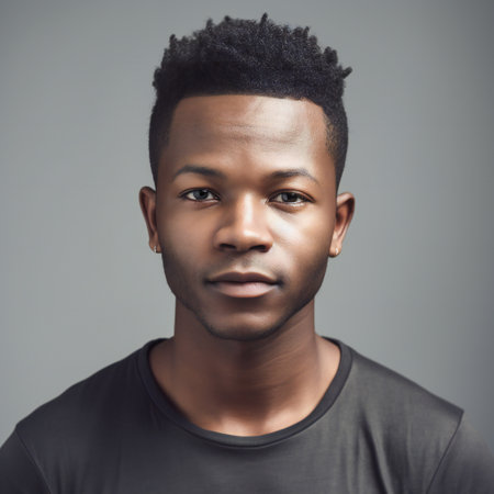 Digital painting portrait of black young man, people, diversityの素材