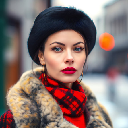 Digital painting outdoor close up portrait of fashion girl, people, portraitsの素材