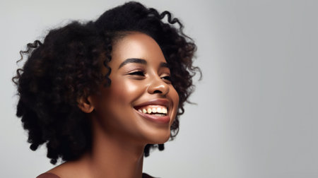 Digital painting laughing woman looking away, people, diversityの素材