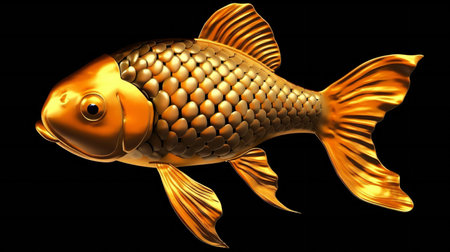Gold fish land art style, digital illustration artwork, animals, marine lifeの素材