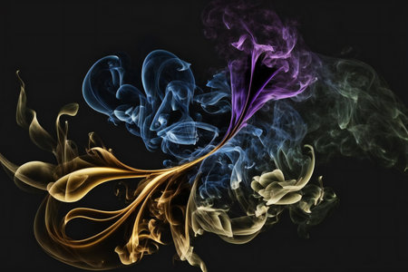 Smoke in dark background, creative digital illustration, abstract, backgroundsの素材
