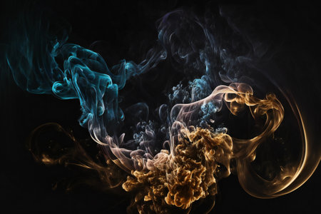Smoke in dark background, creative digital illustration, abstract, backgroundsの素材