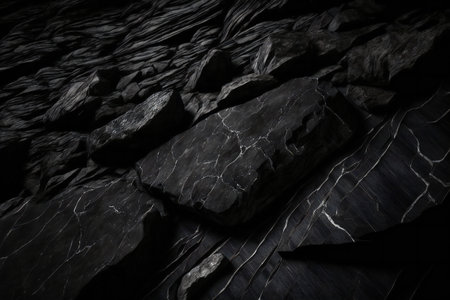 Horizontal black stone texture for pattern and background, abstract, texturesの素材