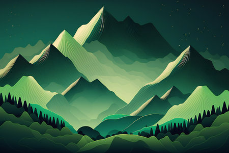 Landscape with green mountains mountainous terrain, nature, mountainsの素材