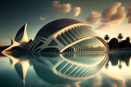 Valencia, creative digital illustration, arts & architecture, modern buildingsの素材