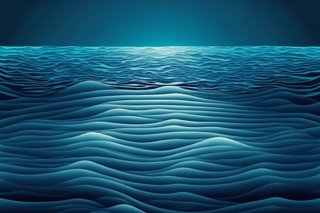 Water surface blue ocean, digital illustration painting, nature, sea & oceanの素材