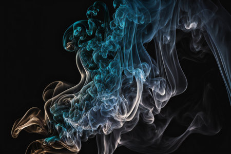 Smoke in dark background, creative digital illustration, abstract, backgroundsの素材