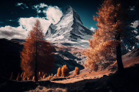 Matterhorn slopes in autumn, scenery background, nature, mountainsの素材