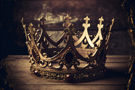 Low key image of beautiful queen or king crown, retroの素材