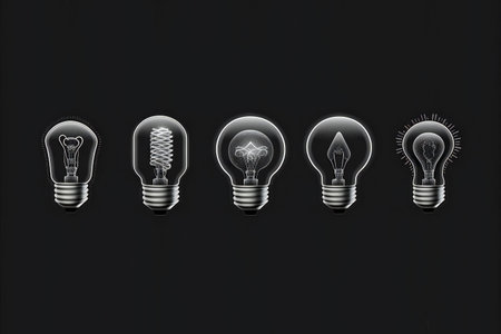 Light bulb illustration set, digital illustration artwork, abstract, uniqueの素材